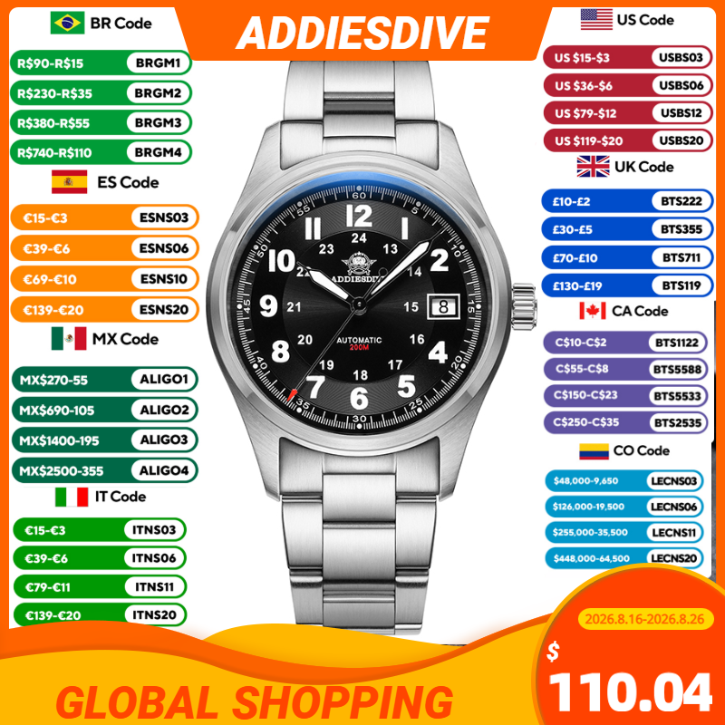 Anti Blue Light Film - ADDIESDIVE Classic Automatic Mechanical Men's Watches