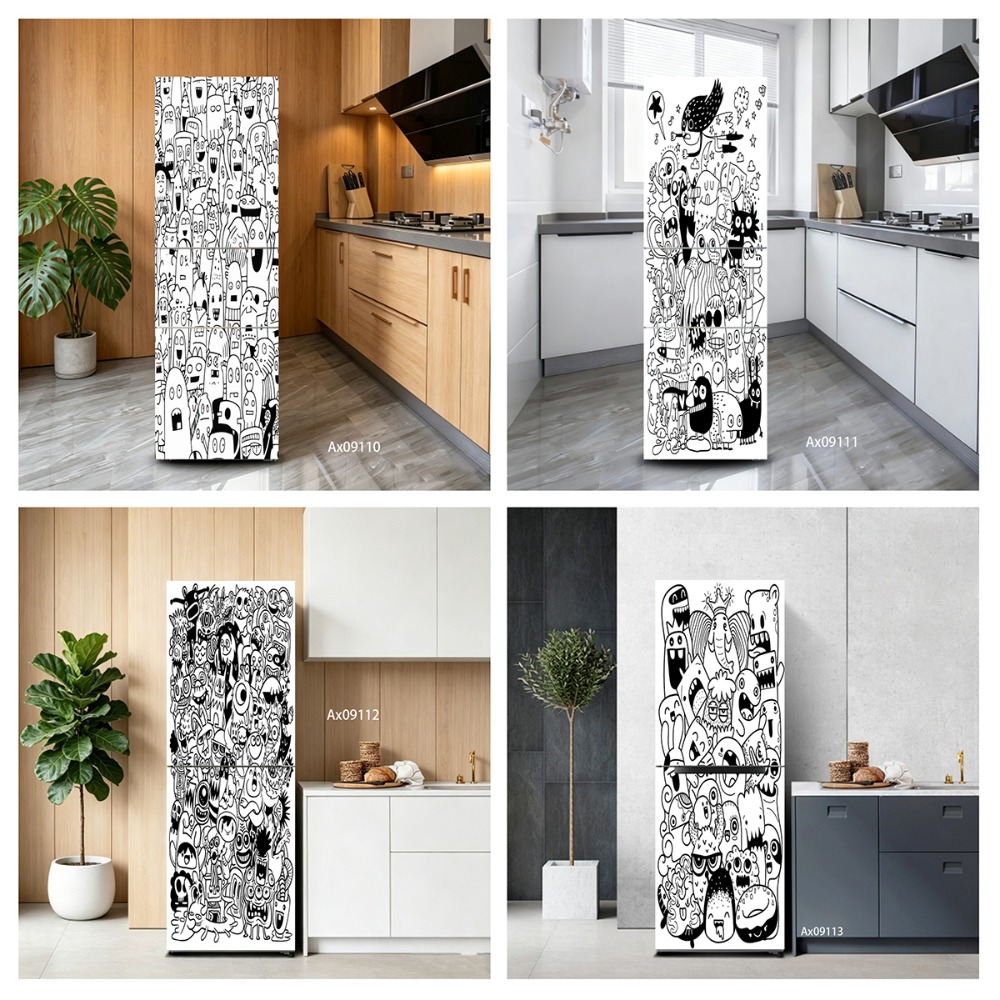 Black‑White Line Art Doodle Mo - Full Cover Adhesive ulasan dan harga