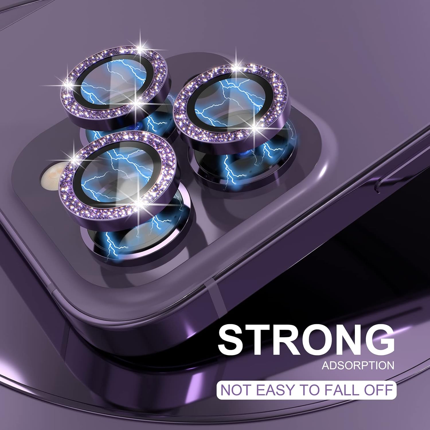 1Set Bling Glitter Purple Came - Tempered Glass Screen 9H ulasan dan harga